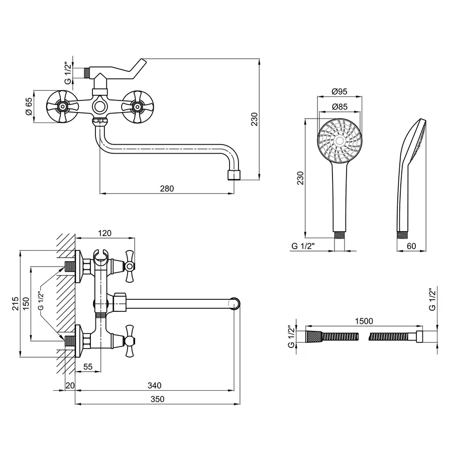 Змішувач для ванни Lidz (CRM) 75 21 140S New