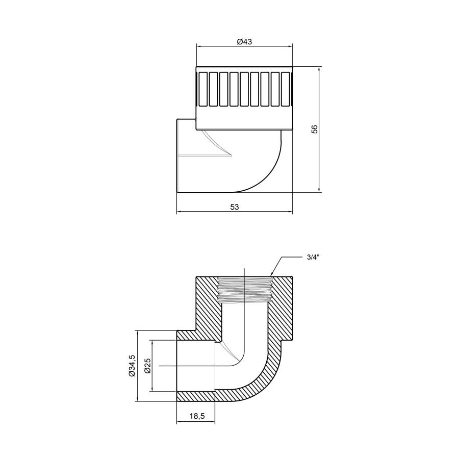 Уголок PPR Thermo Alliance 25х3 / 4 "ВР