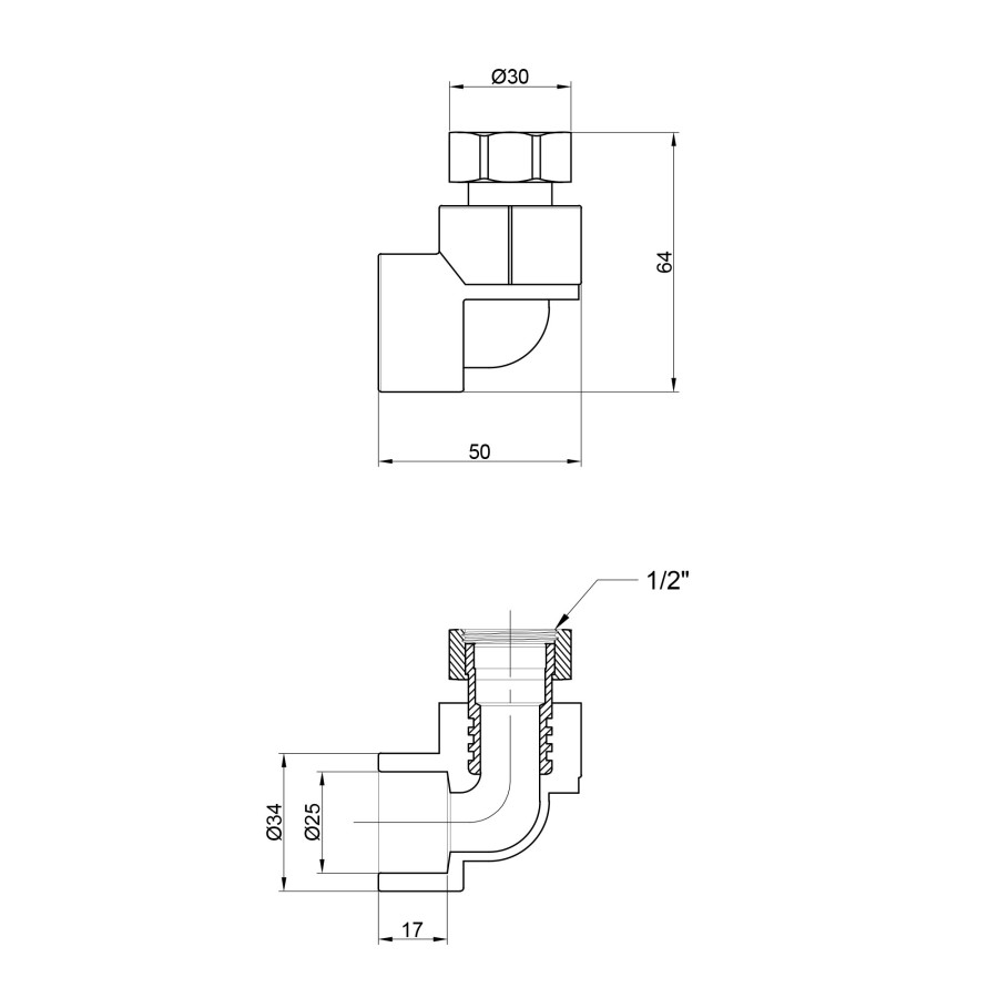 Уголок PPR Thermo Alliance с накидной гайкой 25х3 / 4 "ВР