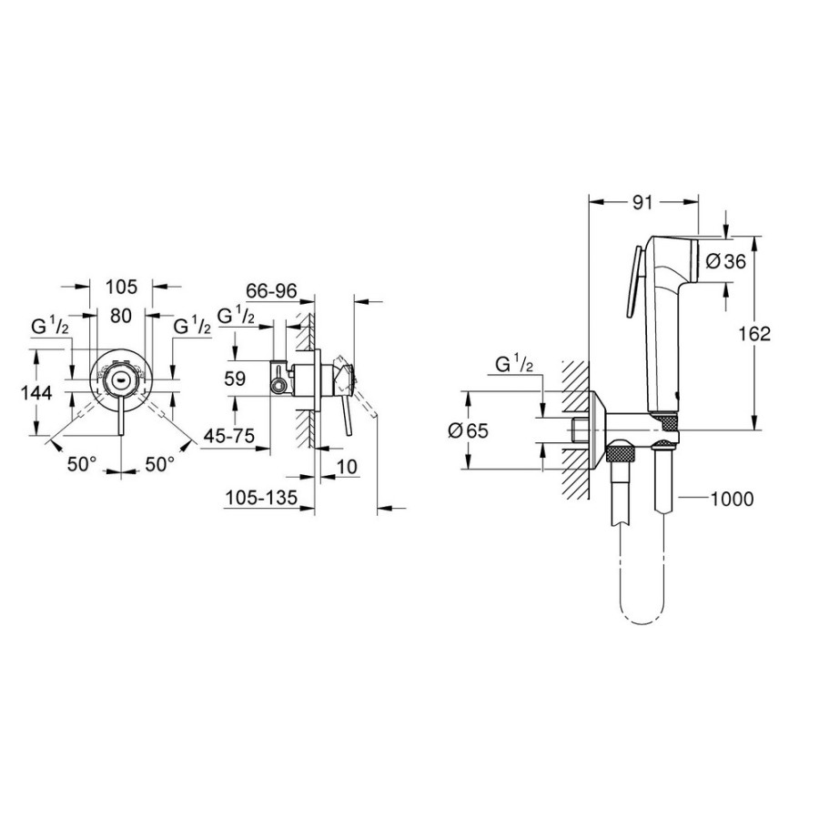 Набір для гігієнічного душу зі змішувачем Grohe BauClassic 2904800S