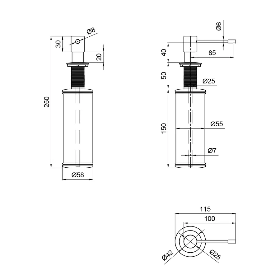 Дозатор для моющего средства Lidz (CRM) 112 02 000 10 круг