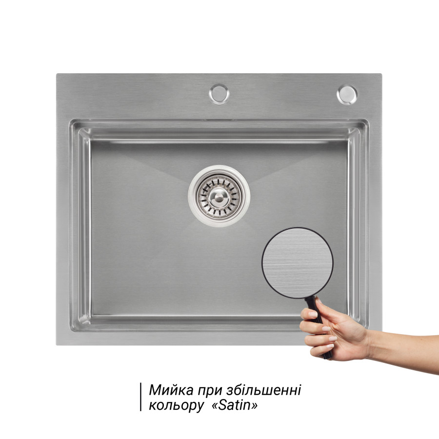 Кухонна мийка Qtap DH6050 3.0/1.2 мм Satin + сушарка + дозатор для миючого засобу