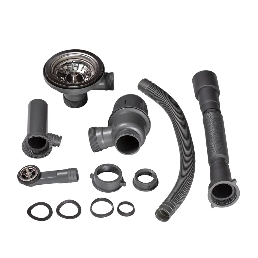 Сифон для кухонной мойки Lidz (GRA) 47 01 003 01 с круглым переливом (выход 50 / 40мм)