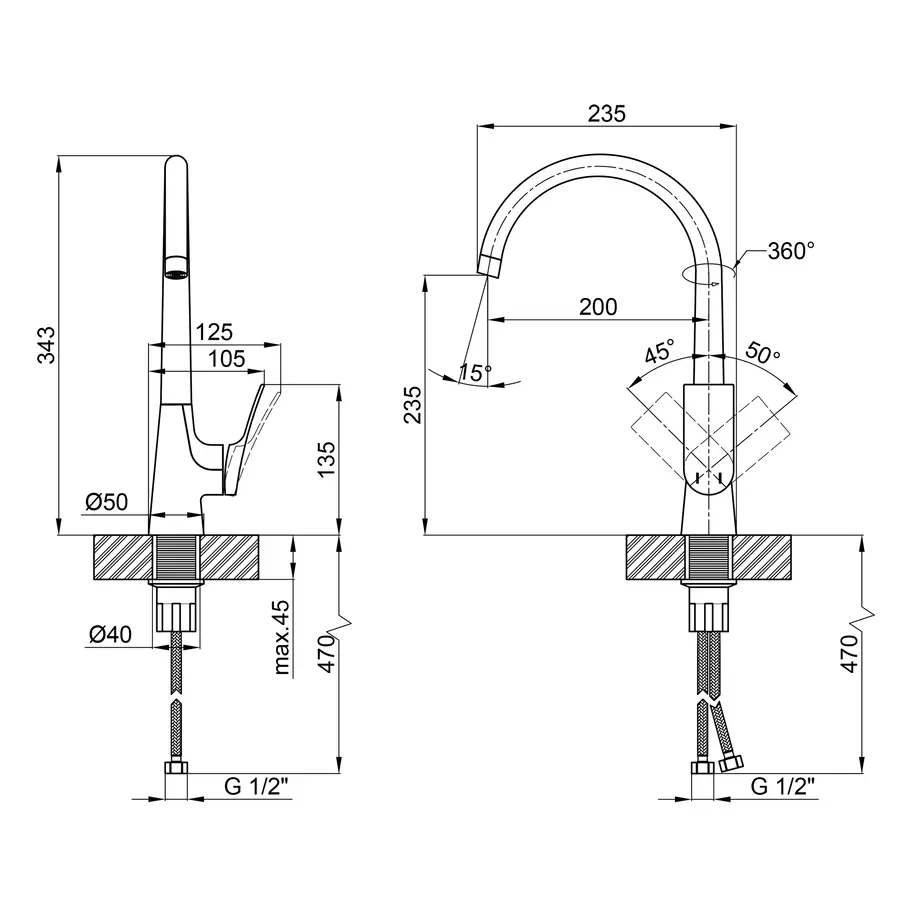 Змішувач для кухні Qtap Skalna 9026101UC