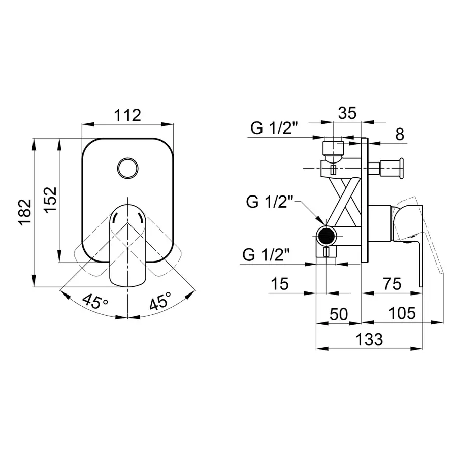Смеситель скрытого монтажа для душа Qtap Flaja 6210102NDC для двух потребителей