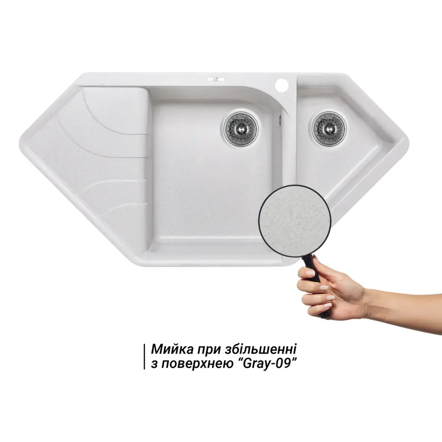 Кухонна гранітна мийка з додатковою чашею Lidz 1000x500/225 GRA-09 (LIDZGRA091000500225)