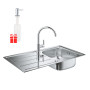 Мийка кухонна Grohe K200 31562SD0 + змішувач BauEdge 31367000 + дозатор для миючого засобу Contemporary 40536000