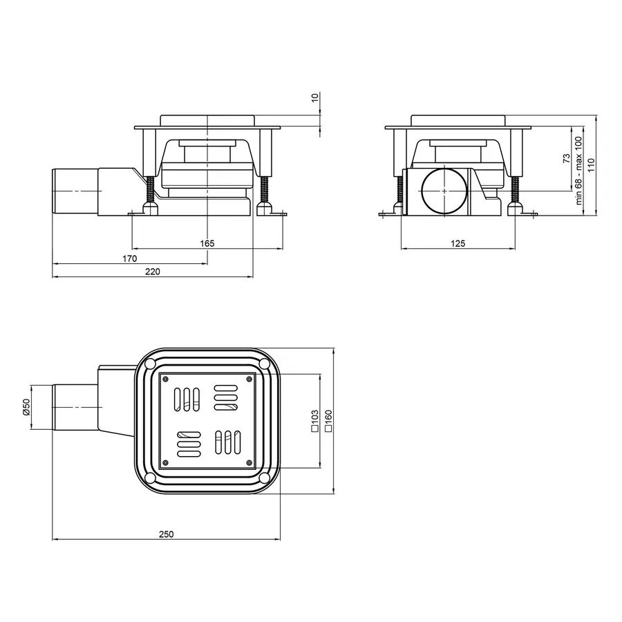 Трап Qtap Presto BLA6011304 точковий з комбінованим закривом та нержавіючою решіткою