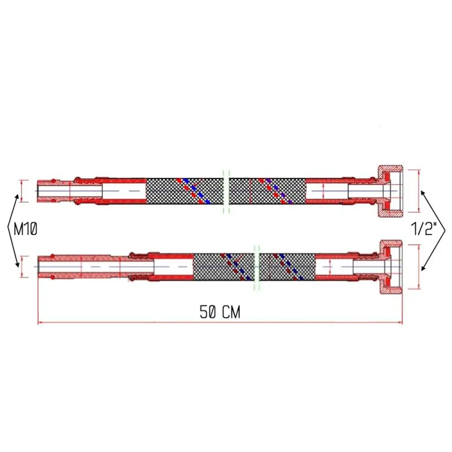 Гнучка підводка для змішувача SD Forte М10 50 см SF380W50