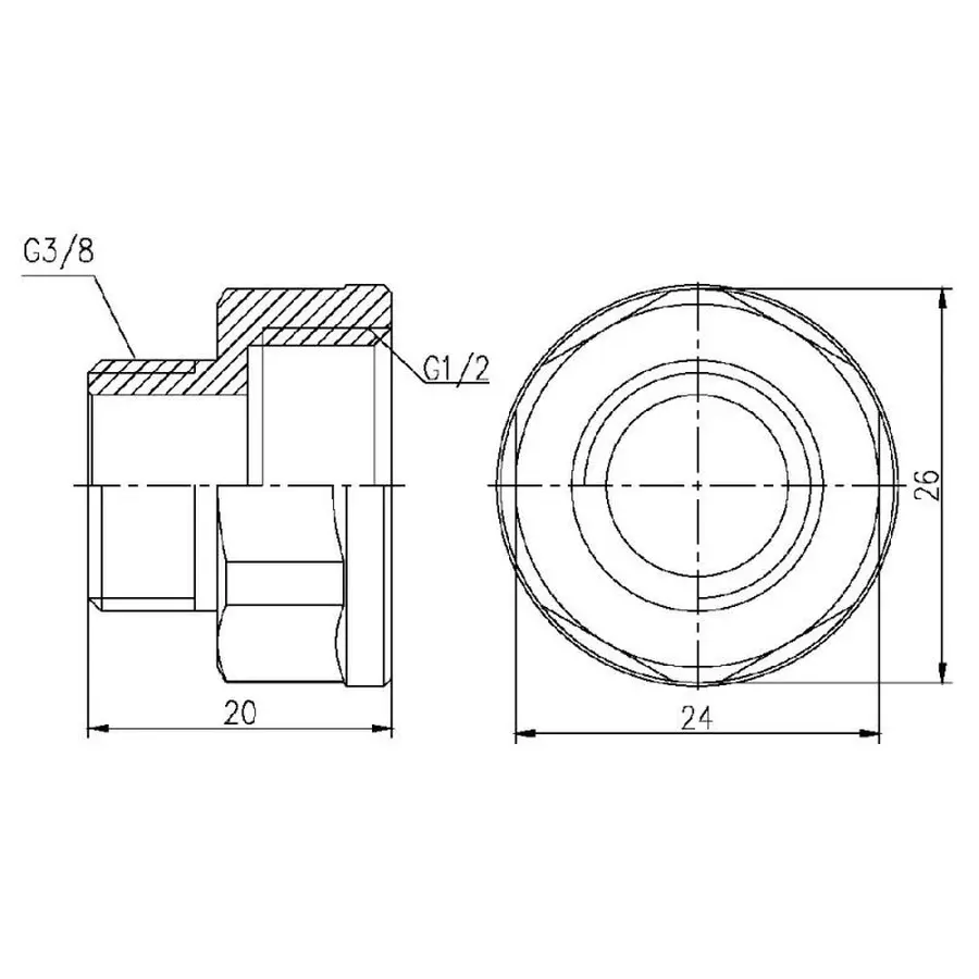 Перехід SD Forte 1/2"х3/8" ВЗ SF360159