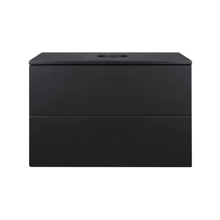 Тумба підвісна Qtap Tern 700х476х469 Matt black зі стільницею QT1779TPL702MB