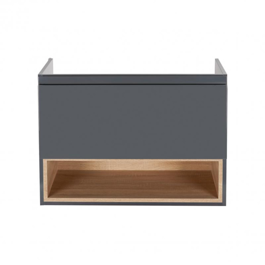 Тумба підвісна Qtap Robin 700х580х437 Graphite/Whitish oak QT1374TPВ7002GWO