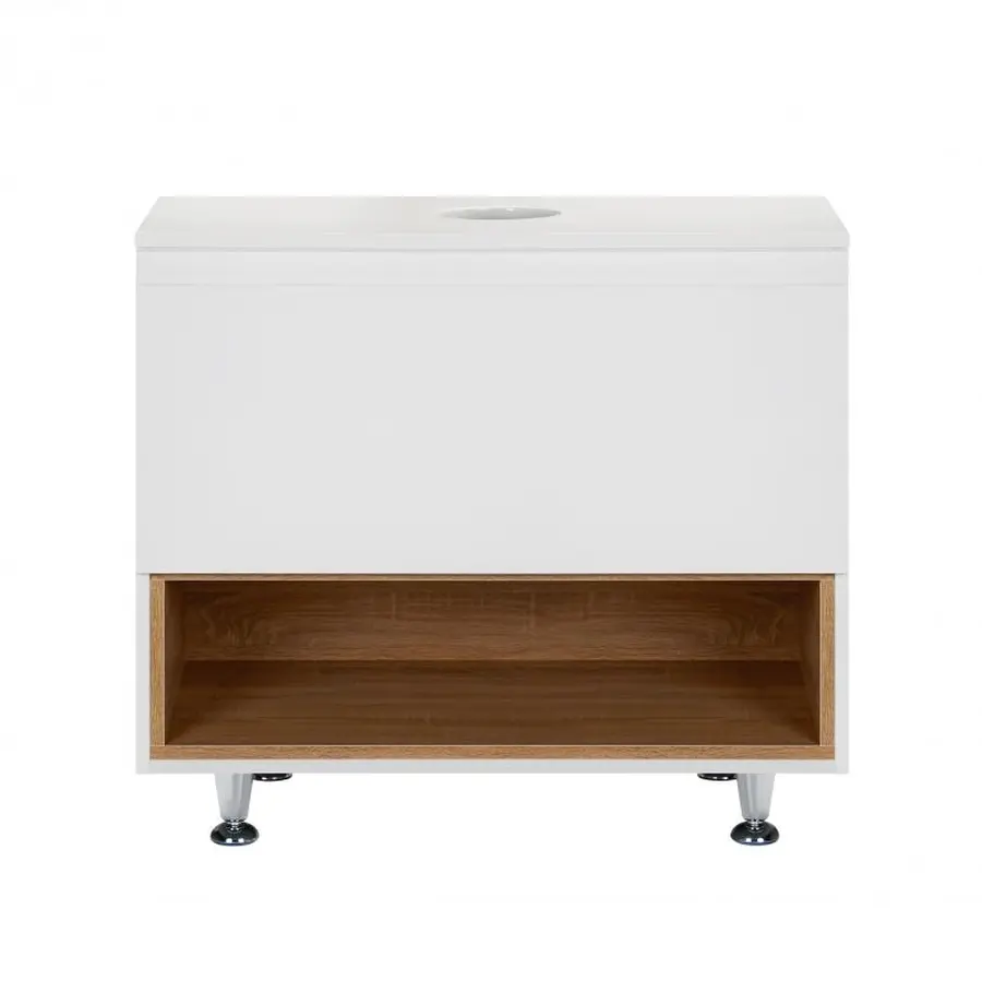 Тумба підлогова Qtap Robin 800х616х437 White/Whitish oak зі стільницею QT1380TNН8001WWO