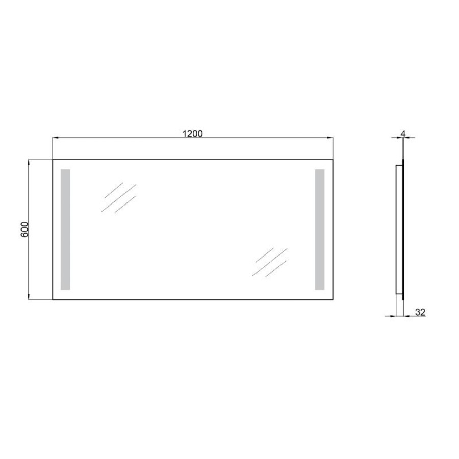 Дзеркало Qtap Mideya New 1200х600 з LED-підсвічуванням QT20783502W