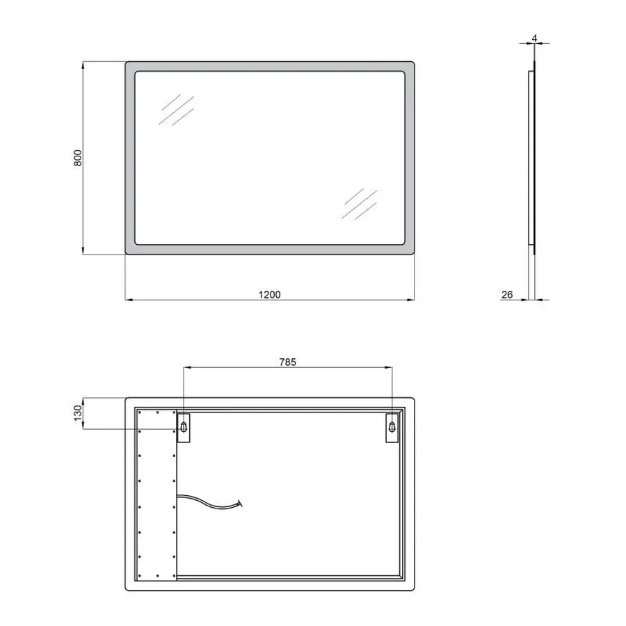 Дзеркало Qtap Aquarius 1200х800 з LED-підсвічуванням QT217850701W