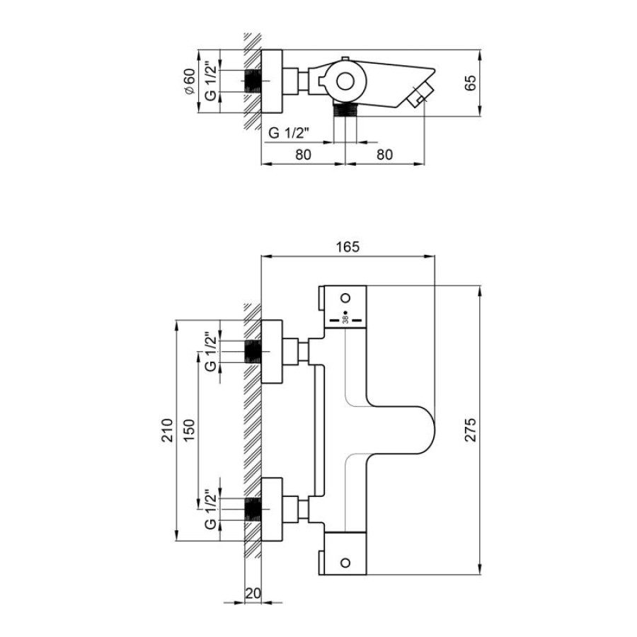 Змішувач термостатичний для ванни Qtap Inspai-Therm CRMT300800