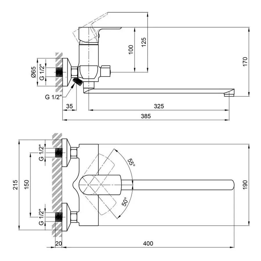 Змішувач для ванни Qtap Leo 3262102GC
