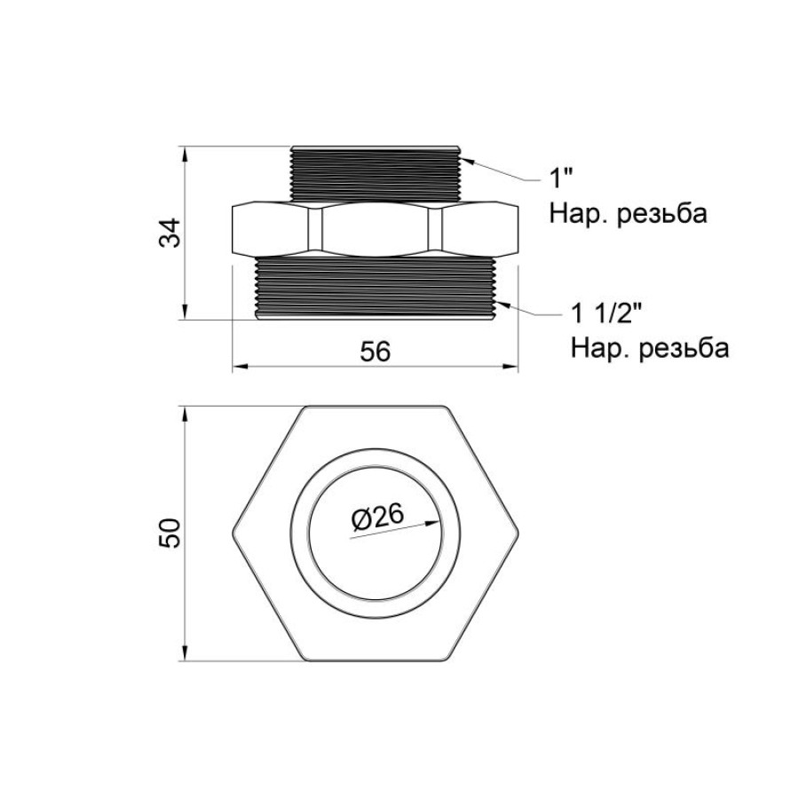 Ніпель SD Plus 1 1/2"х1" ЗР SD4084025