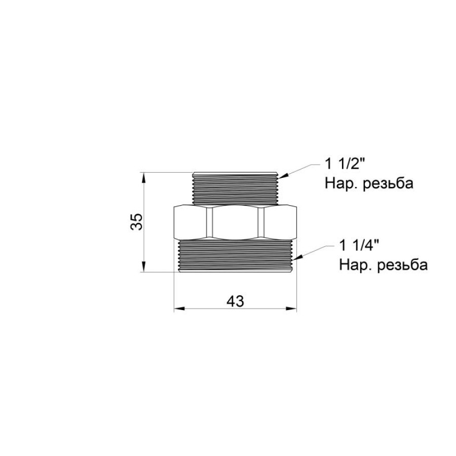 Ніпель SD Plus 1 1/2"х1 1/4" ЗР SD4084032