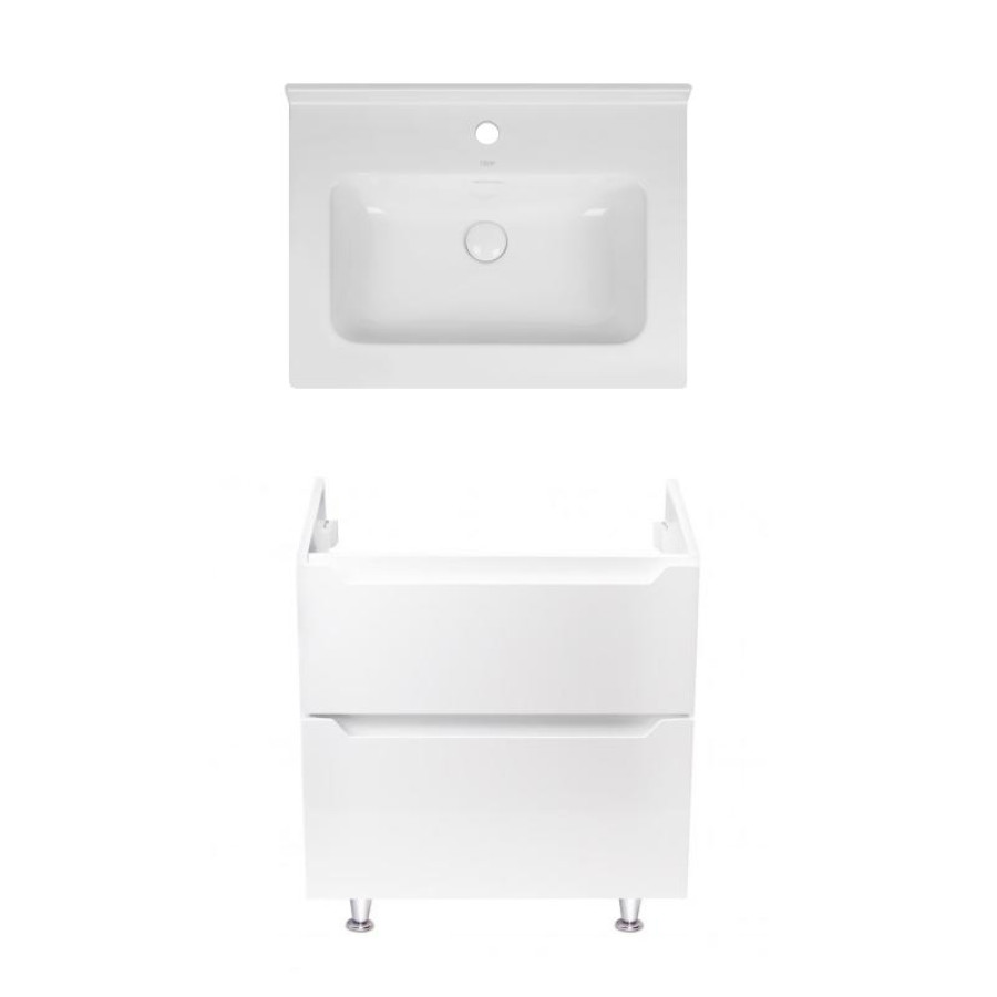 Комплект Qtap тумба підлогова Scorpio 600х825х460 мм White + раковина урізна Albatross 01 QT71SC43952