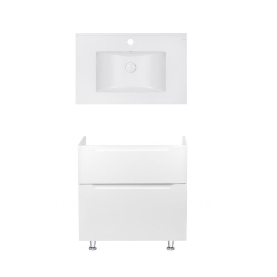 Комплект Qtap тумба підлогова Scorpio 800х825х460 мм White + раковина урізна Albatross E QT71SC43962