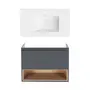 Комплект Qtap тумба підвісна Robin 800х580х437 мм Graphite/Whitish oak + раковина урізна Albatross QT71RO44051