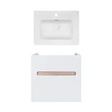 Комплект Qtap тумба підвісна Virgo 600х580х437 мм White/Whitish oak + раковина урізна Albatross 9H QT71V44072