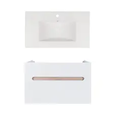 Комплект Qtap тумба підвісна Virgo 800х580х437 мм White/Whitish oak + раковина урізна Albatross New QT71V44083