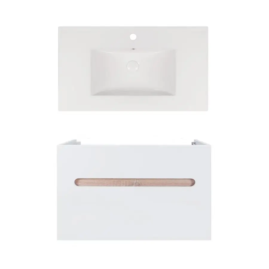 Комплект Qtap тумба підвісна Virgo 800х580х437 мм White/Whitish oak + раковина урізна Albatross New QT71V44083