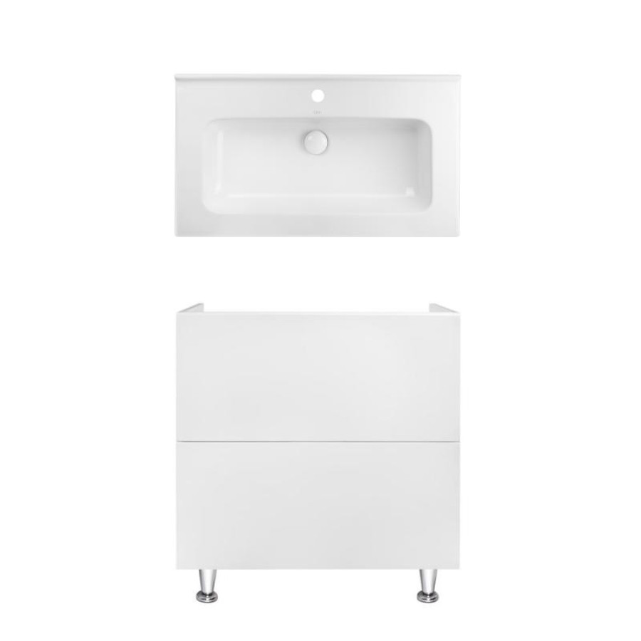 Комплект Qtap тумба підлогова Tern 800х725х437 мм White + раковина урізна Albatross 01 QT71TE44093