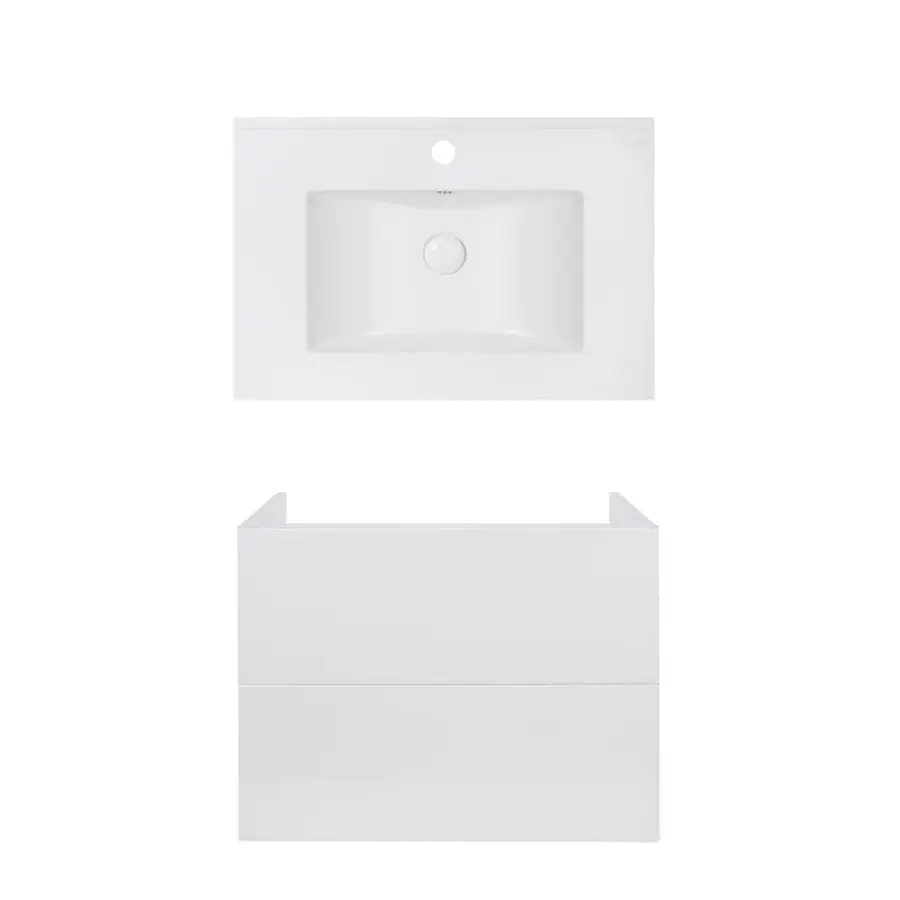 Комплект Qtap тумба підвісна Tern 700х580х437 мм White + раковина урізна Albatross E QT71TE44103