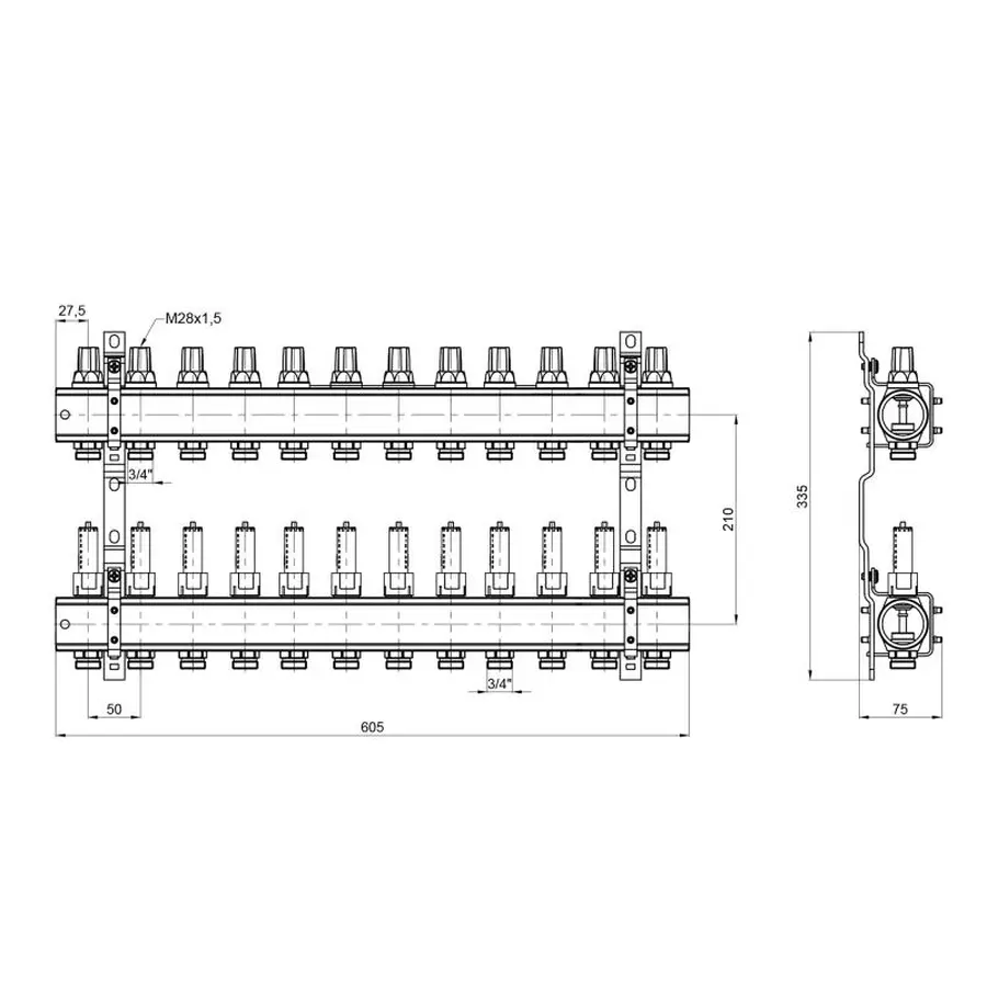 Колектор Icma 1" 12 виходів, з витратомірами №K013