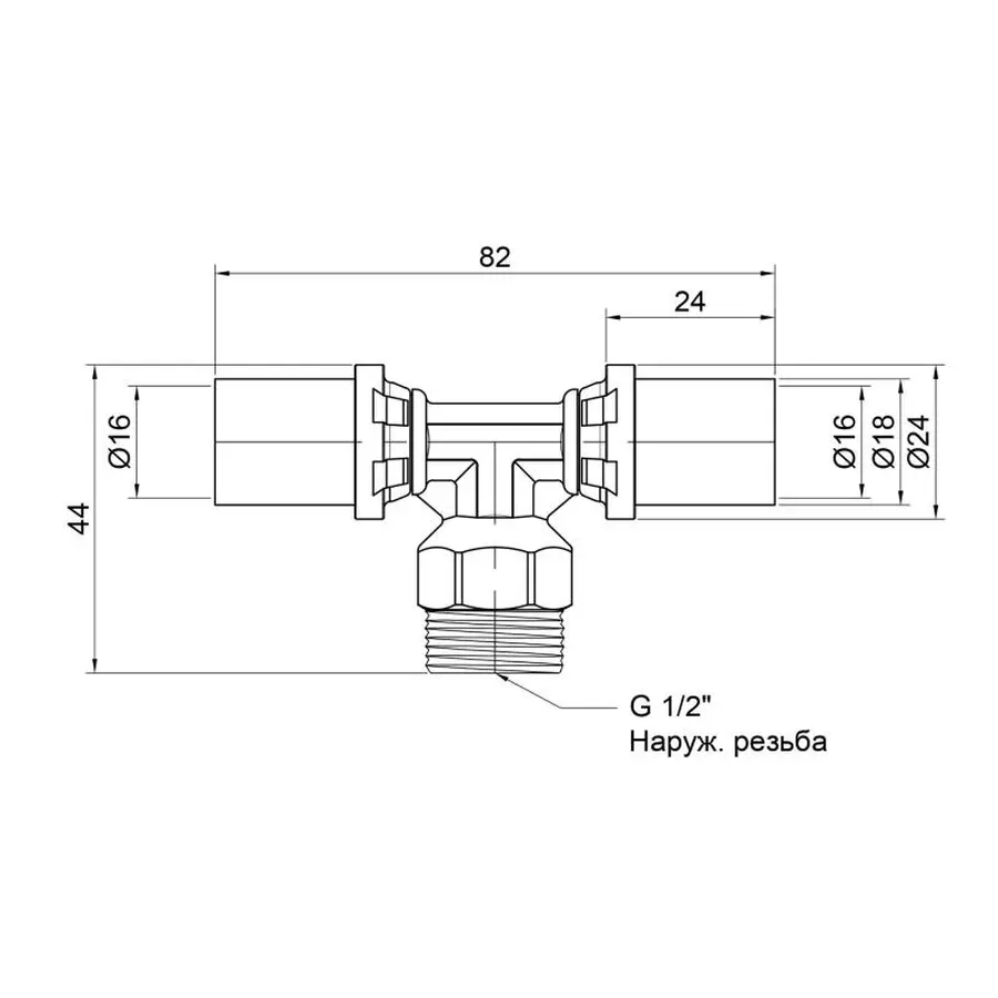 Трійник прес Icma 16х1/2"х16 ЗР №407
