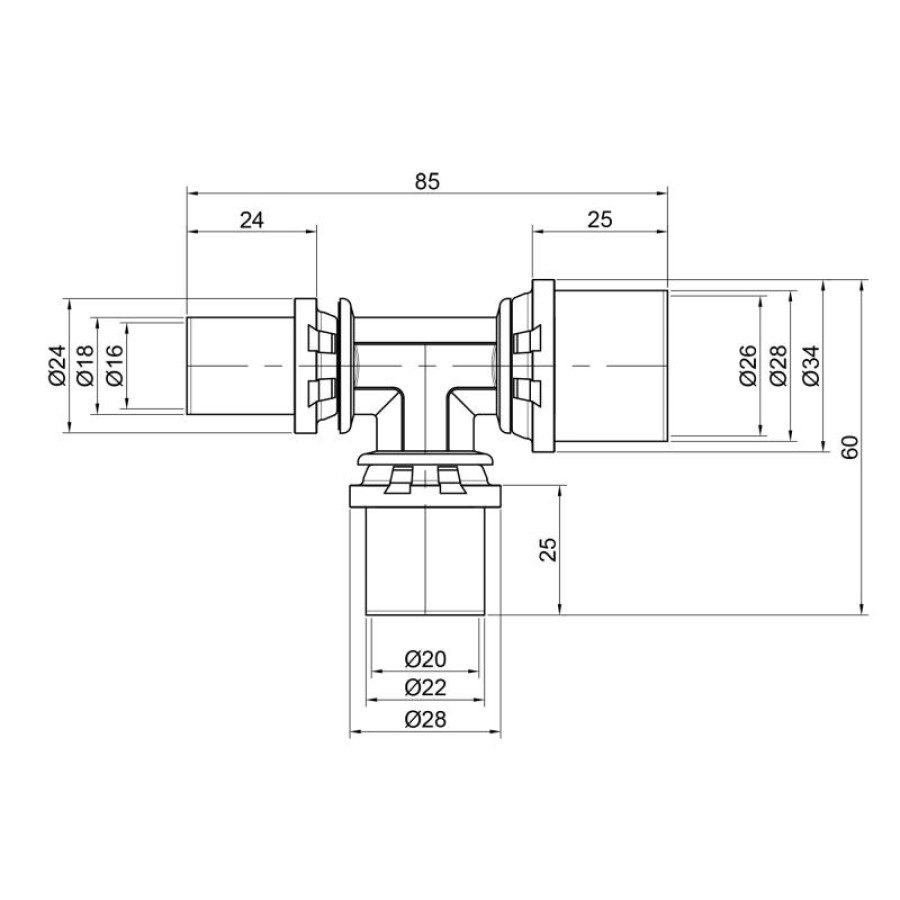 Трійник прес Icma 16х20х26 №406