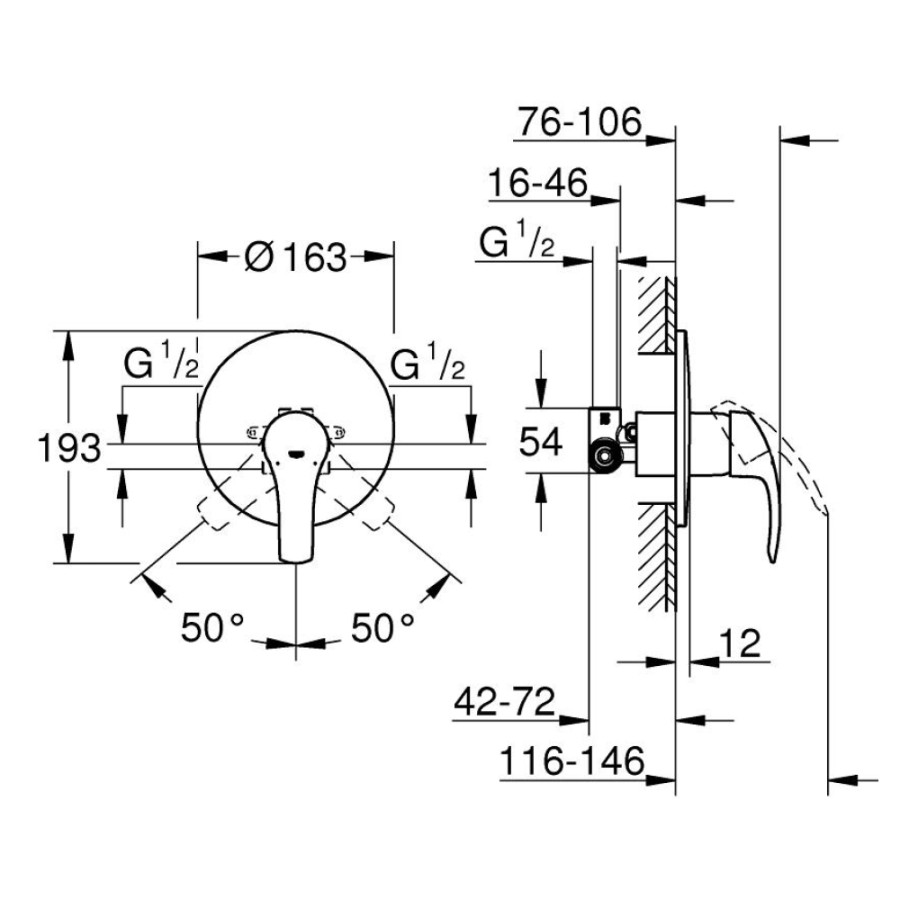 Змішувач прихованого монтажу для душу Grohe Eurosmart 33556002