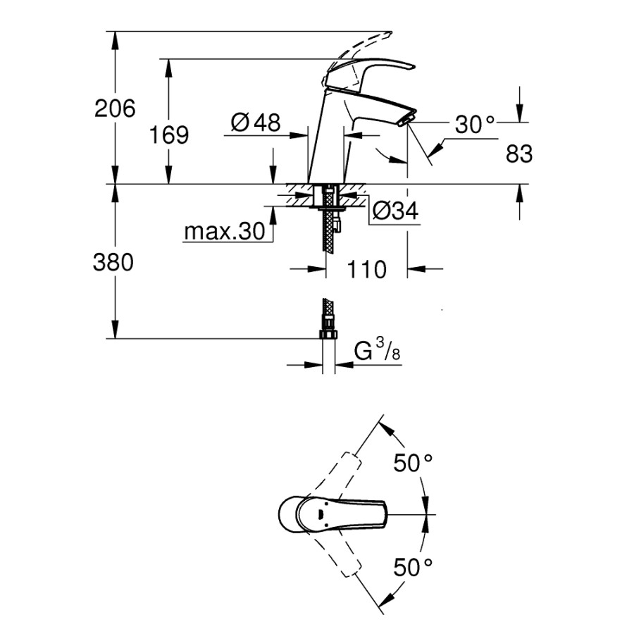 Смеситель для раковины Grohe Eurosmart 23324001