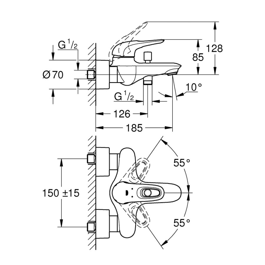 Змішувач для ванни Grohe Eurostyle 33591LS3