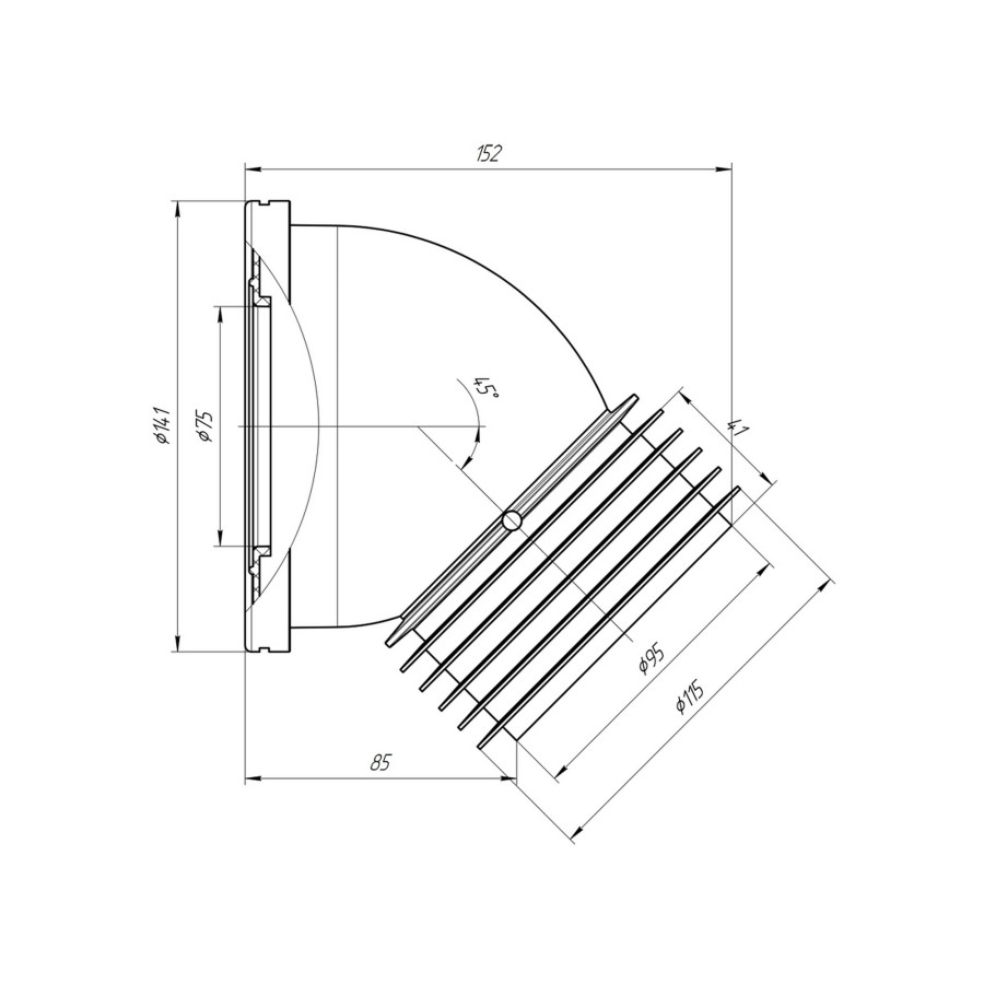 Отвод для унитаза ANI Plast W4228 угол 45˚