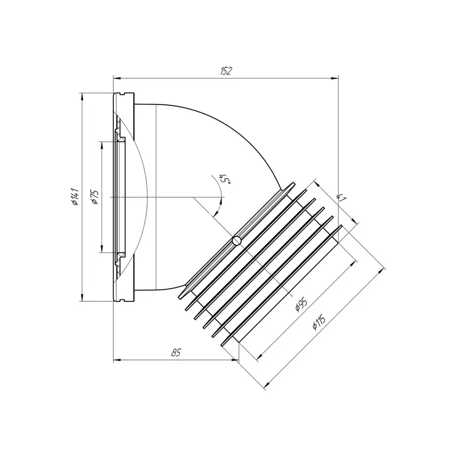 Відвід для унітаза ANI Plast W4228 кут 45˚