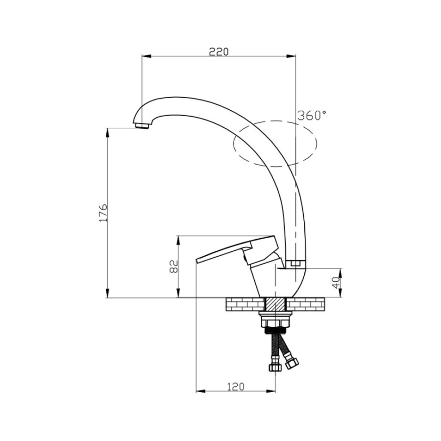 Кухонный смеситель стальной GF (CRM) S-04-008EF