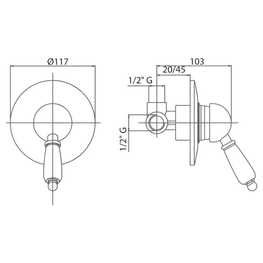 Смеситель скрытого монтажа для душа Bianchi Vintage INDVNT2007ORO