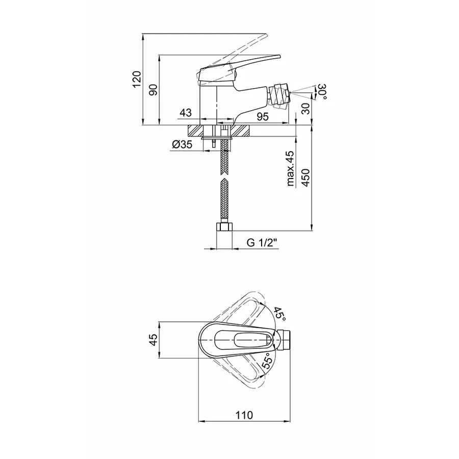 Змішувач для біде Qtap Light CRM 001A