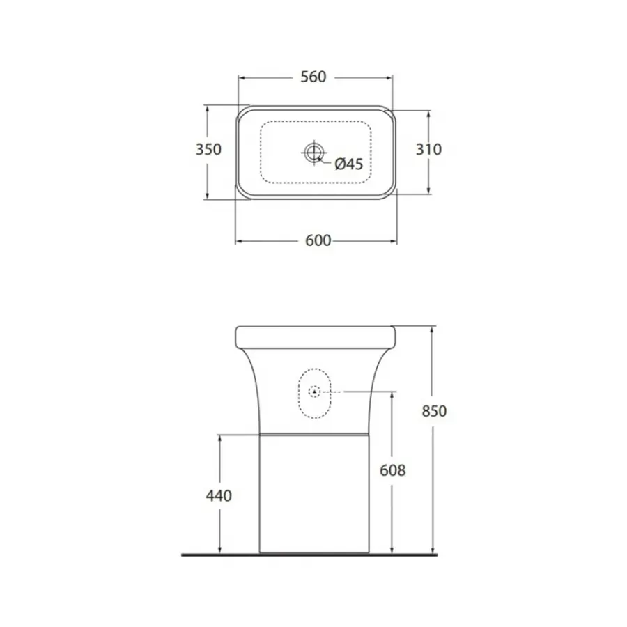 Раковина-чаша напольная Azzurra Tulip TUL200FRB1SP Shiny white