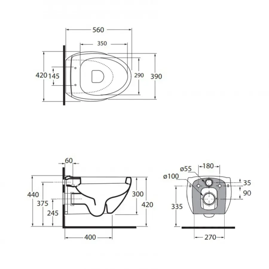 Унитаз подвесной Azzurra Clas + CLP100B1SOSK
