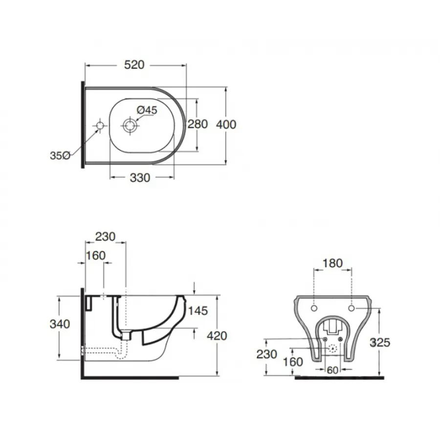 Биде подвесное Azzurra Charme CHA500B1SOSK