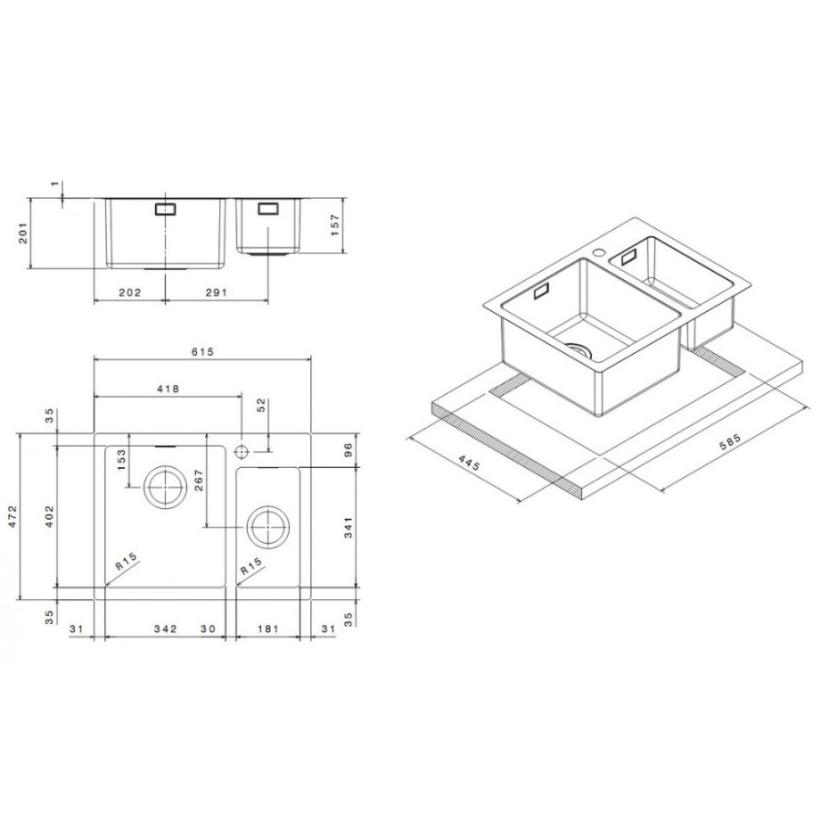 Кухонна мийка Apell Linear Plus LNP3418FBC Brushed