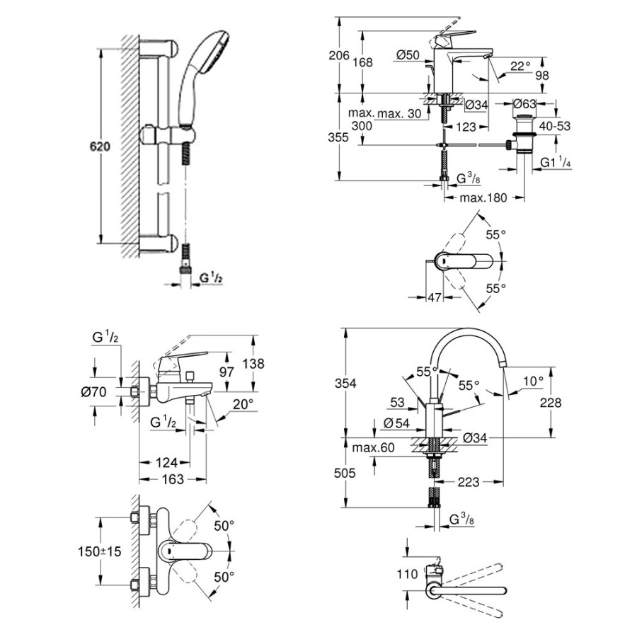 Набор смесителей Grohe Eurosmart M-Size 126115MK