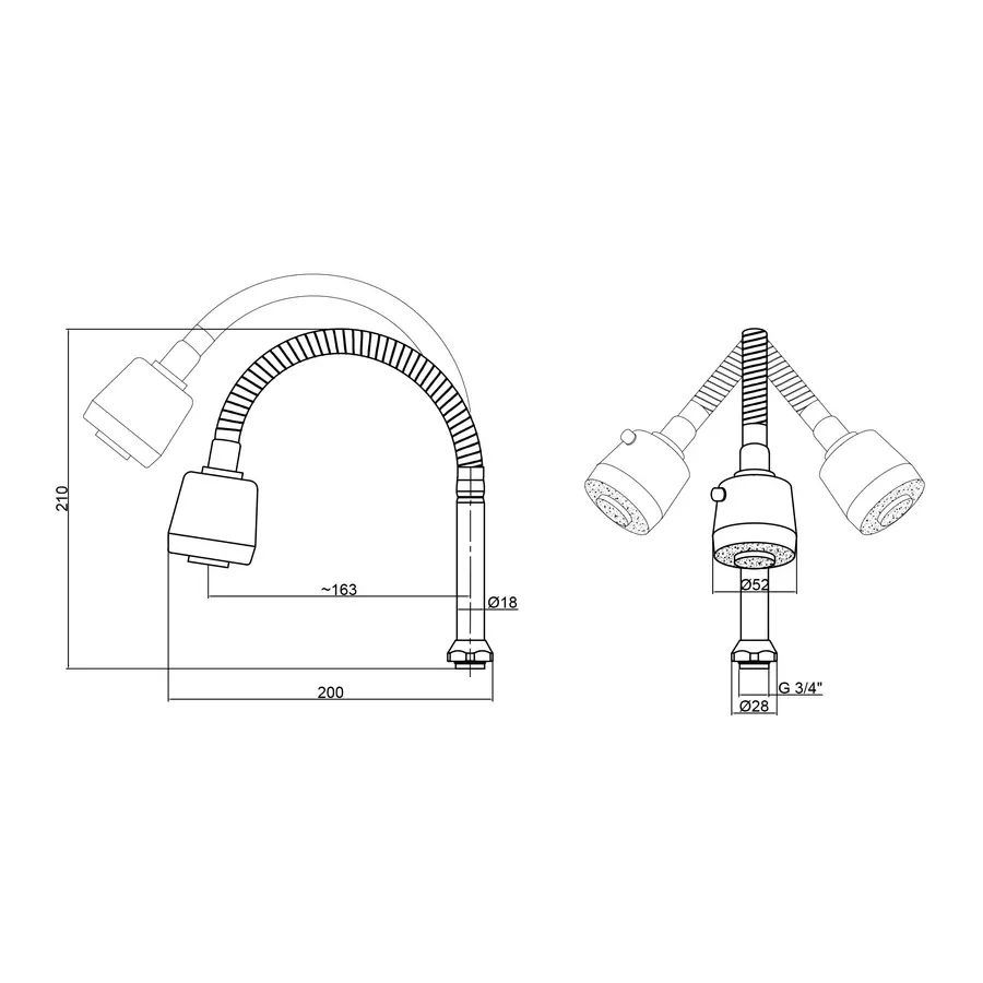 Вилив для кухні Lidz (CRM) 54 01 259 00 гнучкий