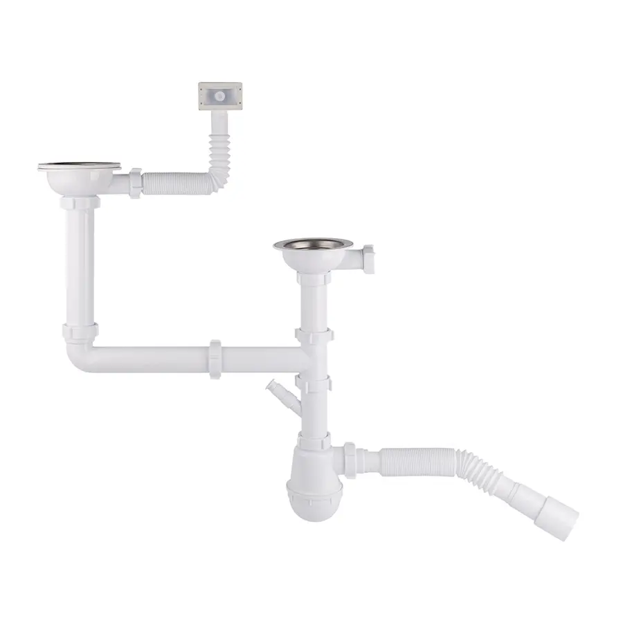 Сифон для подвійної кухонної мийки Krono Plast ЕМ2550EURO