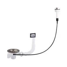 Перелив для мийки квадратний ANI Plast NM305SEU напівавтомат з нержавіючою решіткою 3 1/2"